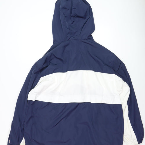 Tommy Hilfiger Men’s Blue White L Hooded Windbreaker Jacket