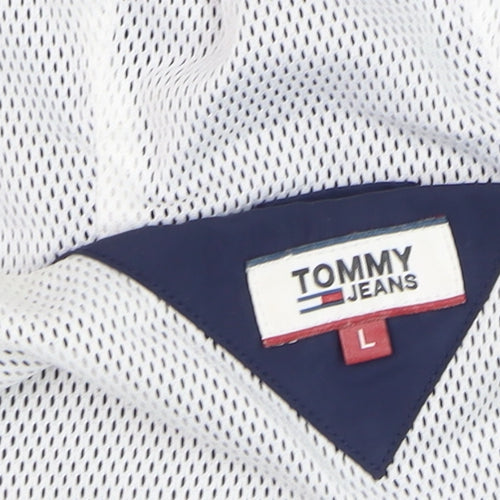 Tommy Hilfiger Men’s Blue White L Hooded Windbreaker Jacket
