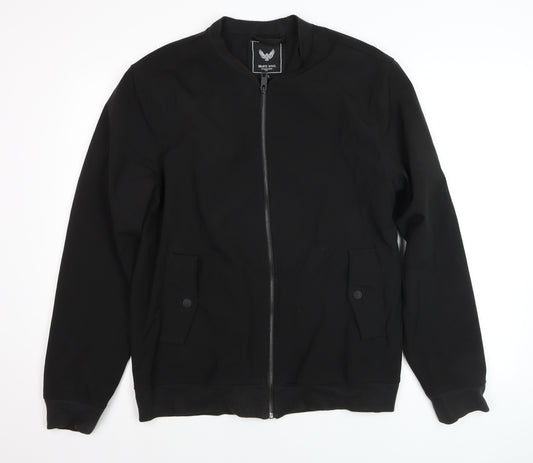 Brave Soul Men's Black XL Bomber Jacket Lightweight Softshell Zip-Up
