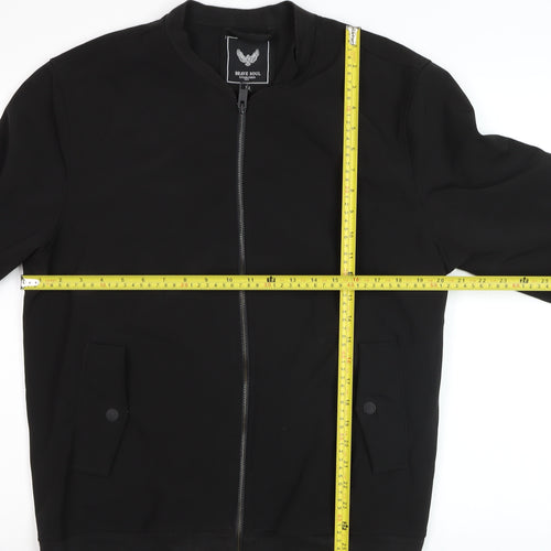 Brave Soul Men's Black XL Bomber Jacket Lightweight Softshell Zip-Up