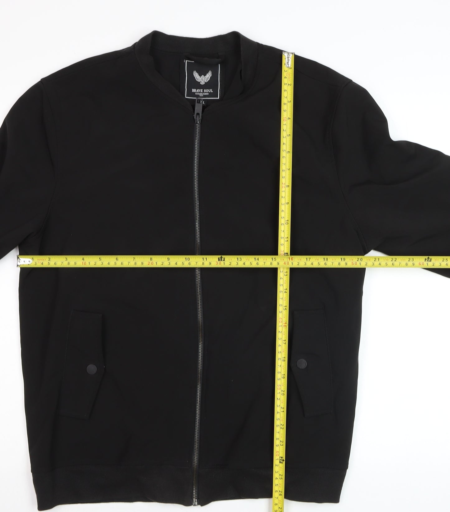 Brave Soul Men's Black XL Bomber Jacket Lightweight Softshell Zip-Up