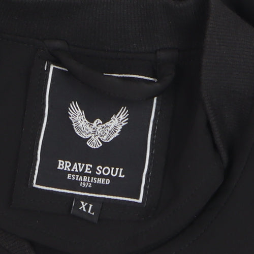 Brave Soul Men's Black XL Bomber Jacket Lightweight Softshell Zip-Up