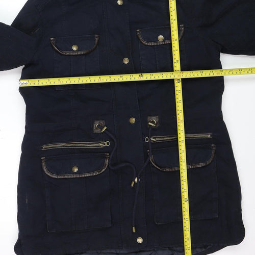 Falmer Heritage Women's Blue Faux Fur Trim Parka Coat Size 12