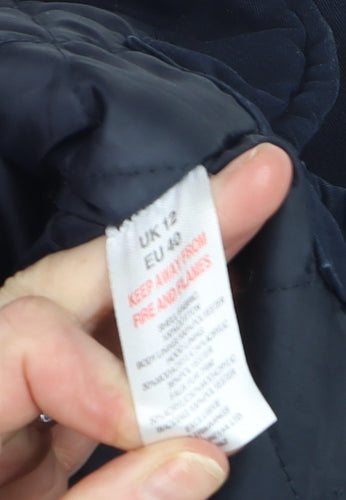 Falmer Heritage Women's Blue Faux Fur Trim Parka Coat Size 12