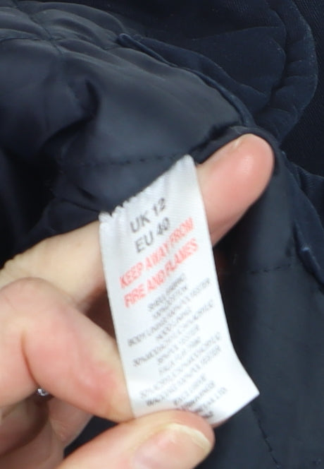 Falmer Heritage Women's Blue Faux Fur Trim Parka Coat Size 12