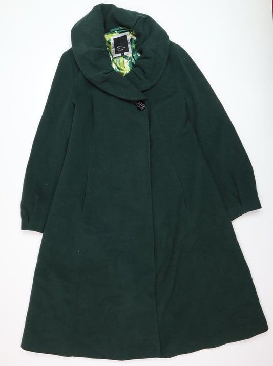 Betty Jackson Black Women Green Wool Blend Long Coat Size 14