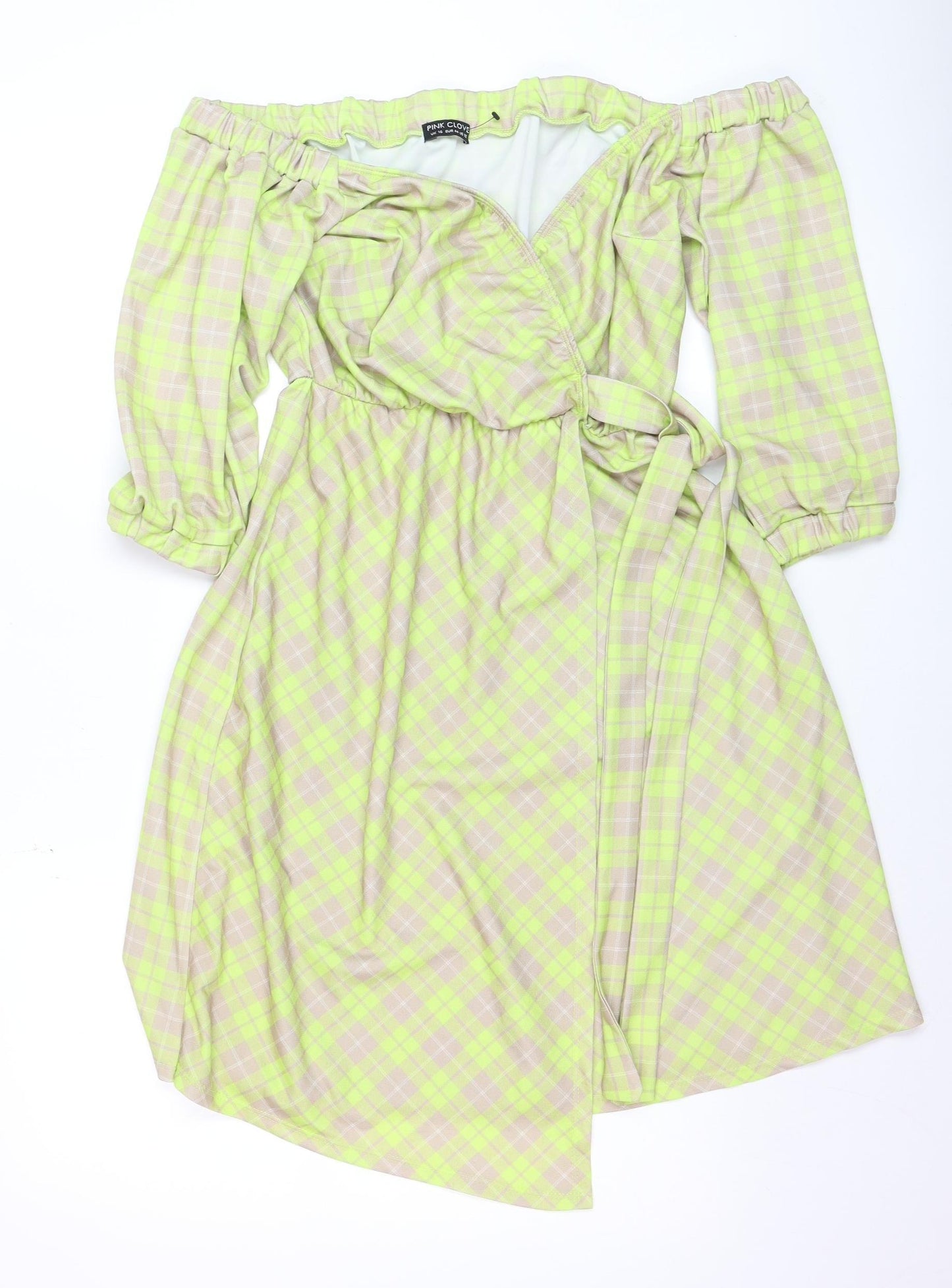 Pink Clove Women’s Multicoloured Off Shoulder Wrap Dress Size 16