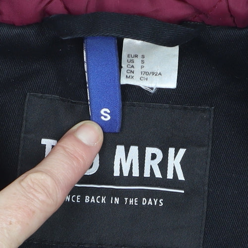 TWO MRK Men’s Black Hooded Full Zip Cotton Blend Casual Jacket Size S