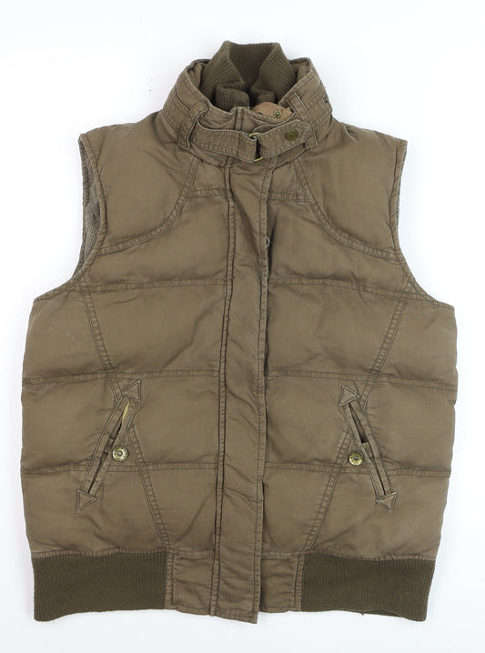 Fat Face Women's Brown Puffer Waistcoat Size 10 Cotton Lined