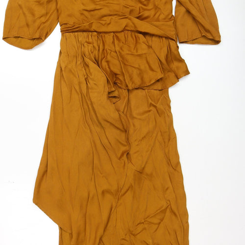 ASOS Women’s Brown Viscose Hi-Low Wrap Dress Size 12 Elegant Midi