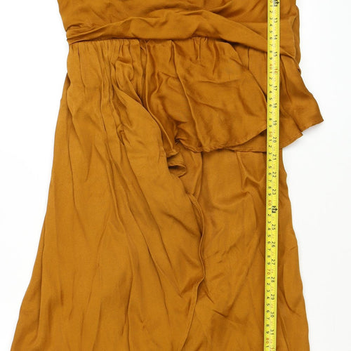 ASOS Women’s Brown Viscose Hi-Low Wrap Dress Size 12 Elegant Midi
