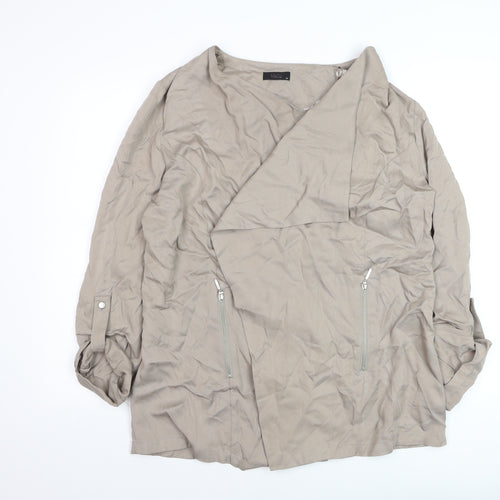M&Co Women’s Beige Size 14 Biker Jacket with Zipped Pockets