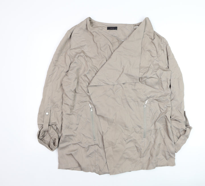M&Co Women’s Beige Size 14 Biker Jacket with Zipped Pockets