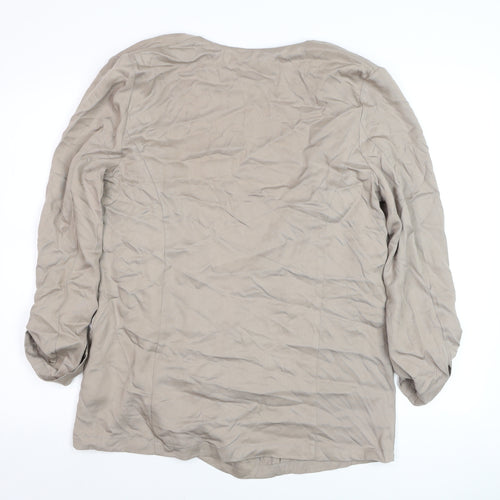 M&Co Women’s Beige Size 14 Biker Jacket with Zipped Pockets
