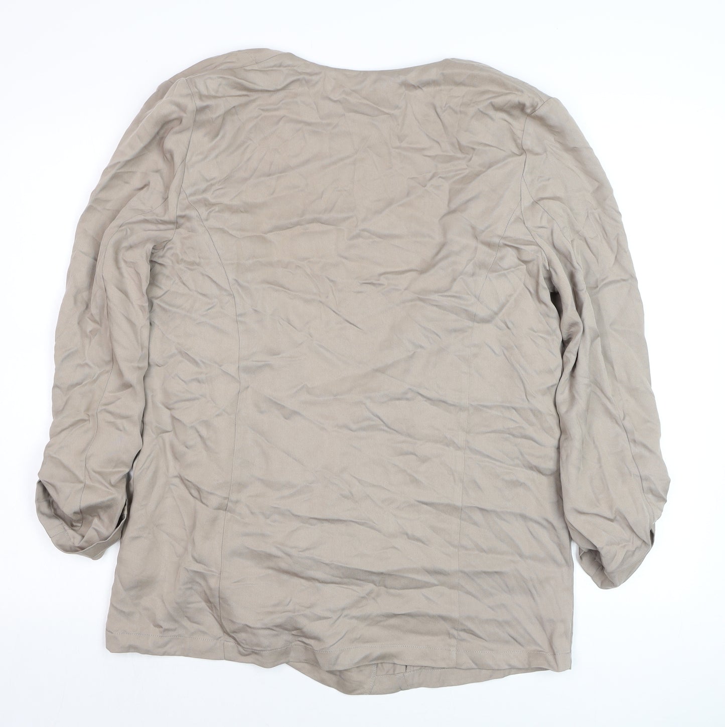 M&Co Women’s Beige Size 14 Biker Jacket with Zipped Pockets
