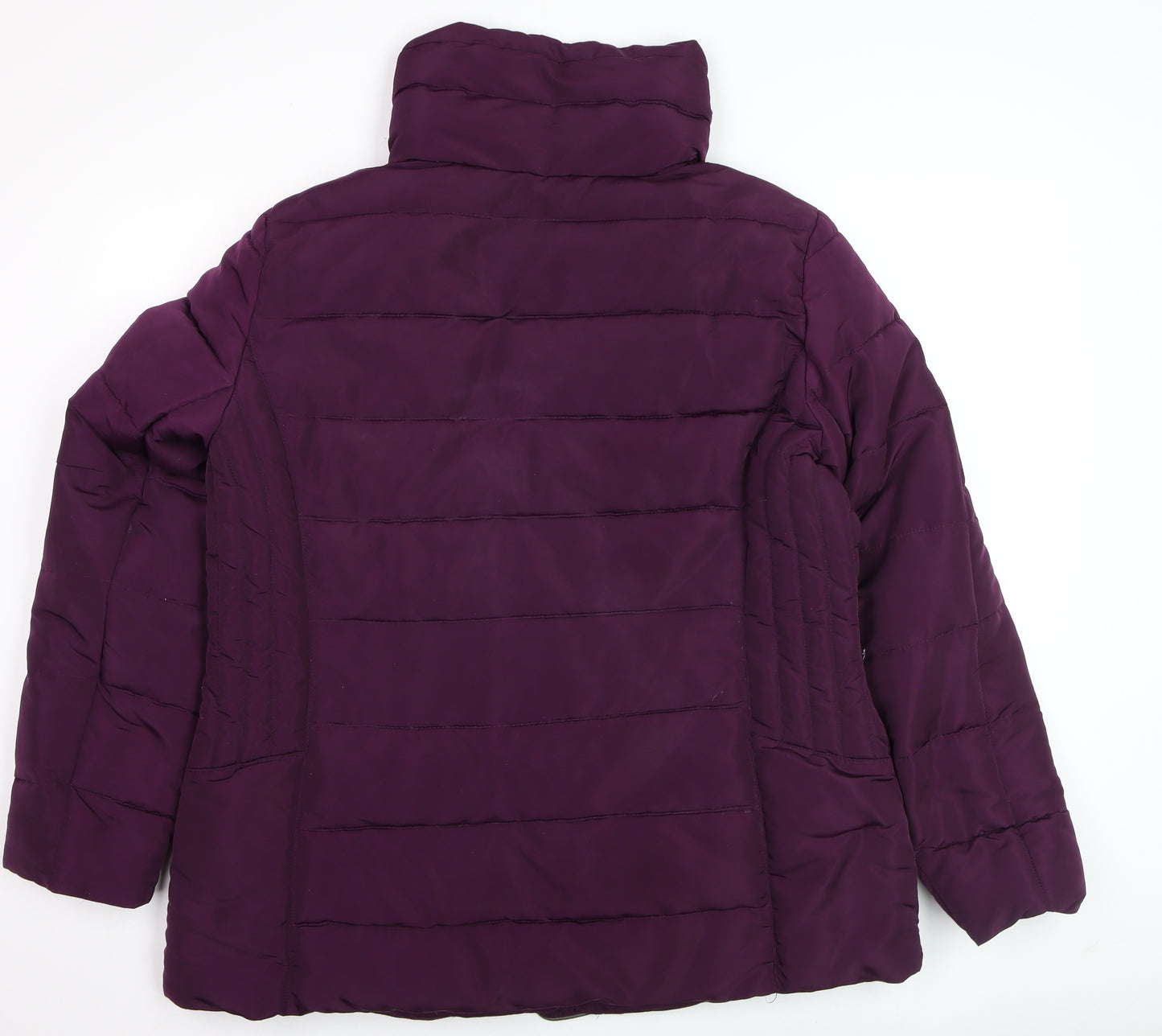 C&A Women's Purple Puffer Jacket Size 14 Hooded Mid-Length Coat