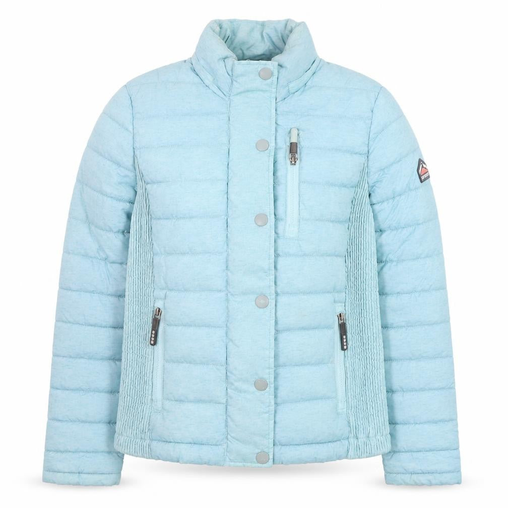 Front view of Regatta Women's Blue Puffer Jacket, size S, Water Resistant