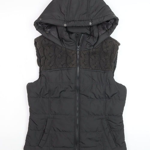 Aéropostale Women's Black Hooded Puffer Waistcoat Size M