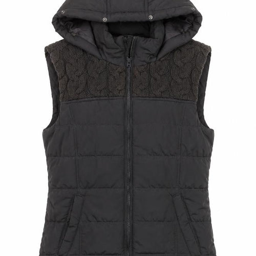 Aéropostale Women's Black Hooded Puffer Waistcoat Size M