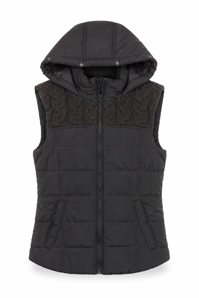 Aéropostale Women's Black Hooded Puffer Waistcoat Size M