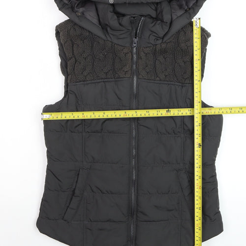 Aéropostale Women's Black Hooded Puffer Waistcoat Size M