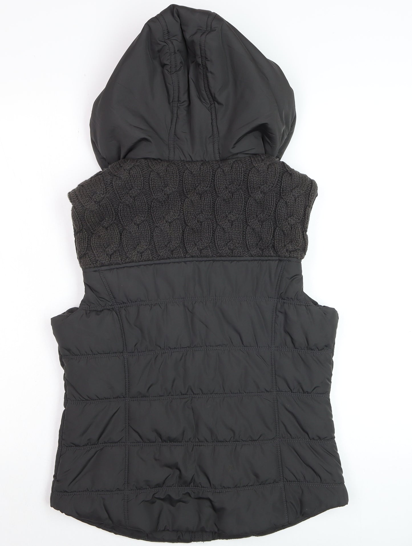 Aéropostale Women's Black Hooded Puffer Waistcoat Size M