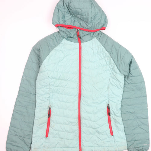 Columbia Womens Green Hooded Puffer Jacket M Winter Outdoor Zip Coat