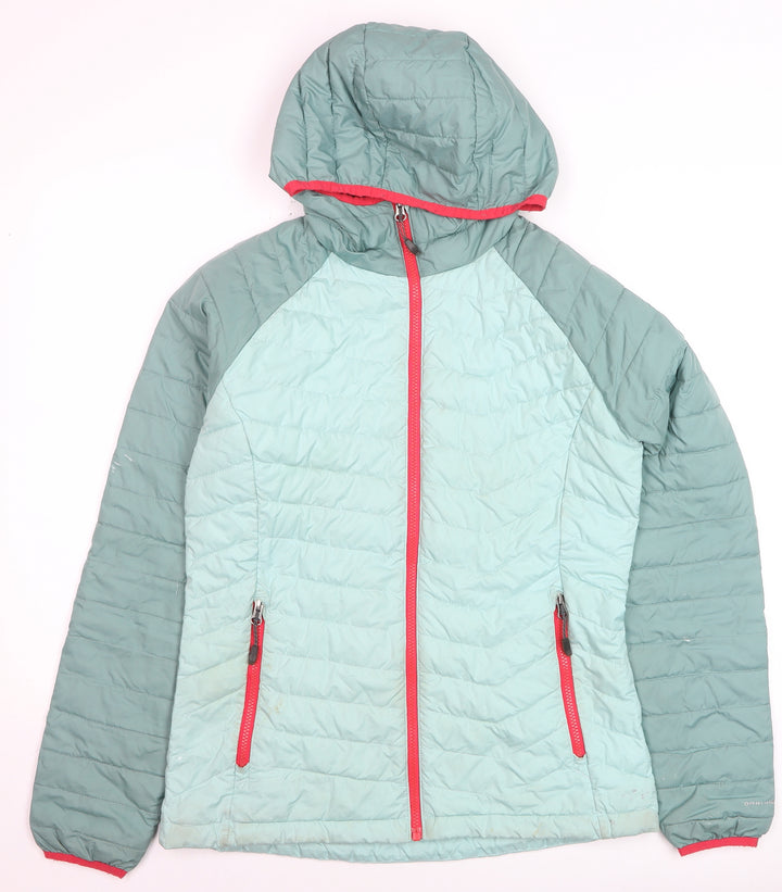 Columbia Womens Green Hooded Puffer Jacket M Winter Outdoor Zip Coat