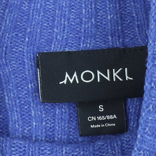 Monki Women Blue Mock Neck Ribbed Knit Jumper Size S