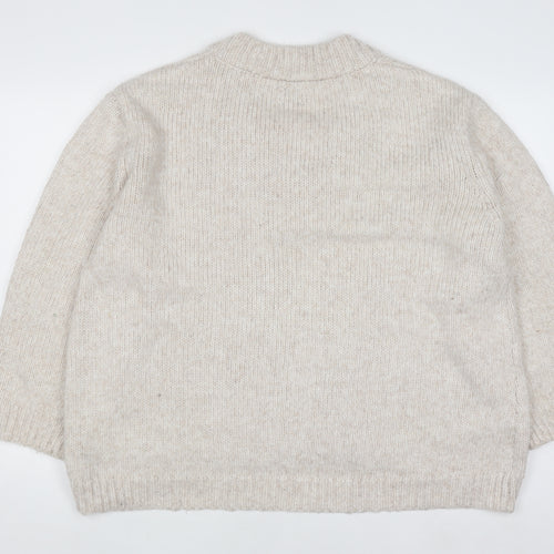 ASOS DESIGN Women's Beige Chunky-Knit V-Neck Pullover Jumper Size S