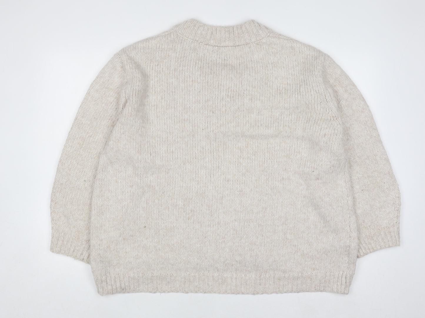 ASOS DESIGN Women's Beige Chunky-Knit V-Neck Pullover Jumper Size S