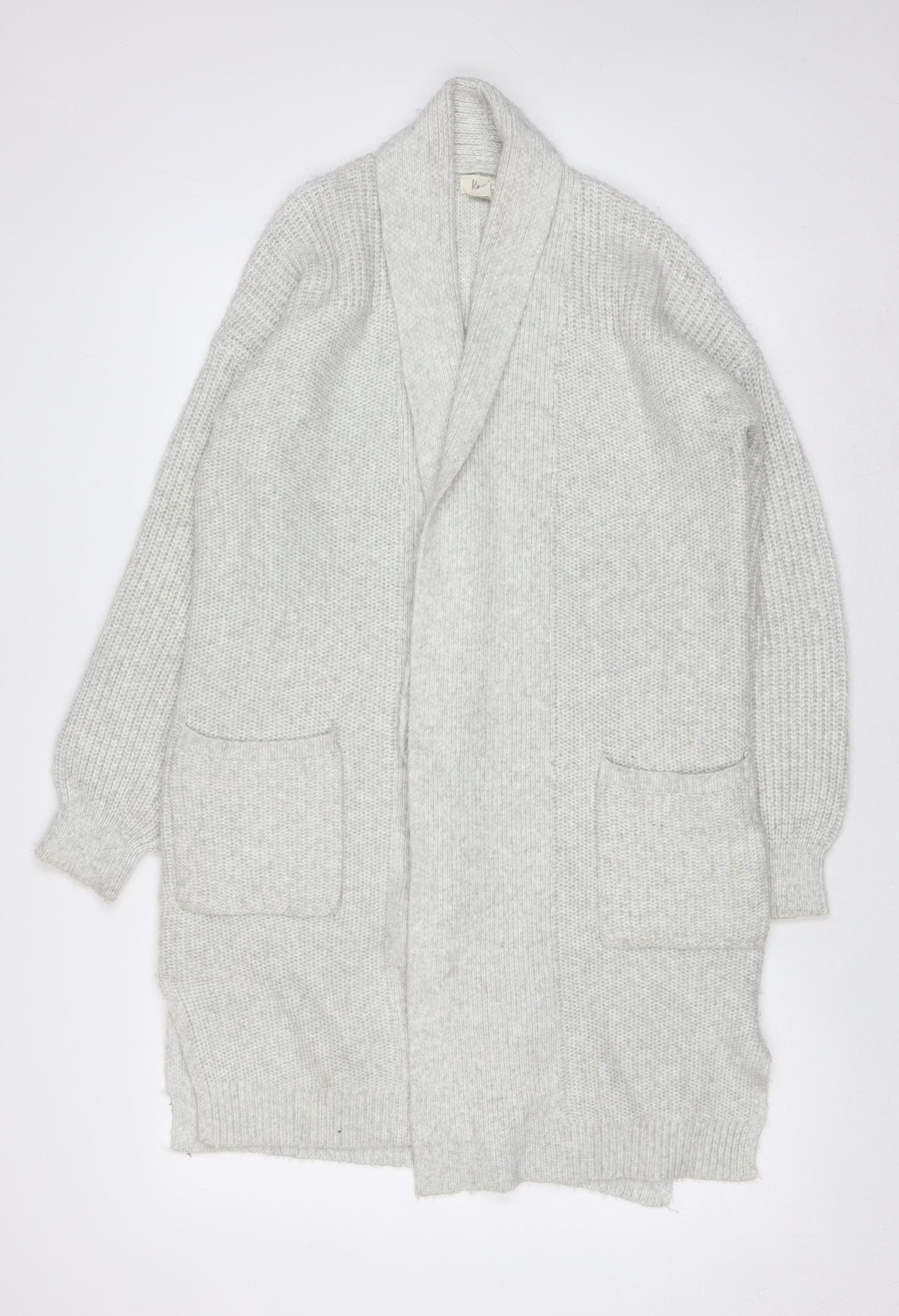 Kaisley Women's Grey Chunky-Knit Longline Cardigan Size S