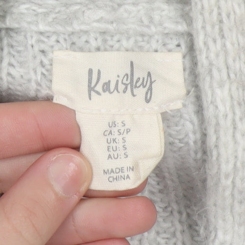 Kaisley Women's Grey Chunky-Knit Longline Cardigan Size S