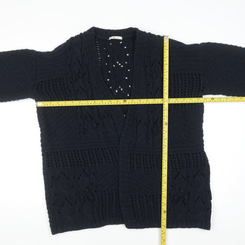 Tu Woman Navy Cable-Knit Open Cardigan Size 16