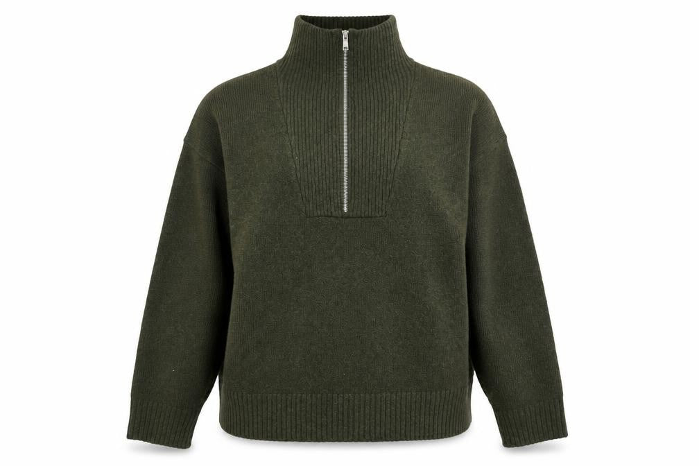 Collusion Women Green High Neck Half Zip Knit Jumper Size L