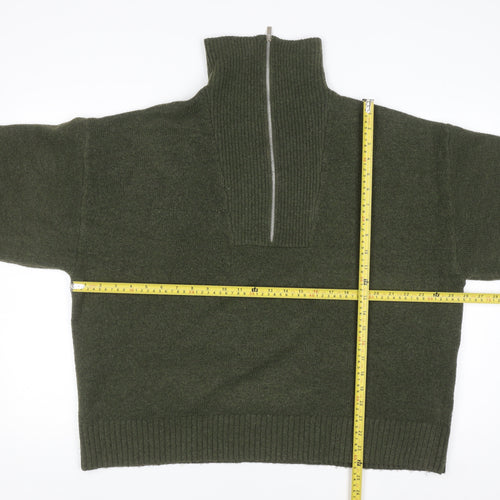 Collusion Women Green High Neck Half Zip Knit Jumper Size L