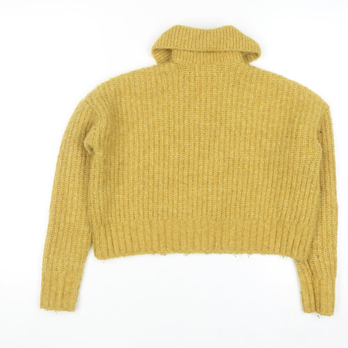 Vero Moda Women Yellow Collared Henley Knit Jumper Size S