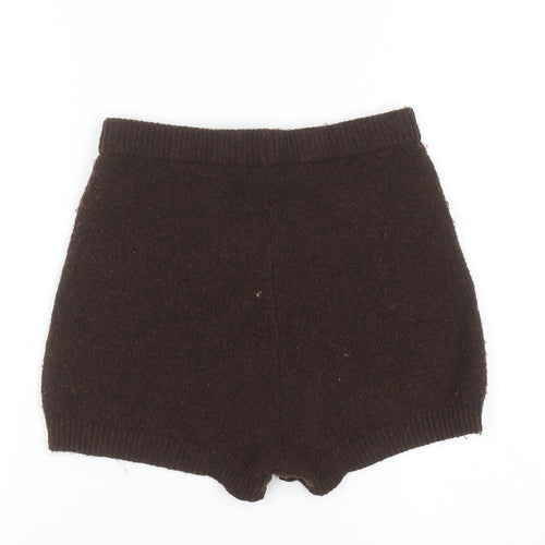 PrettyLittleThing Women's Brown Wool Blend Knit Hot Pants Shorts Size S
