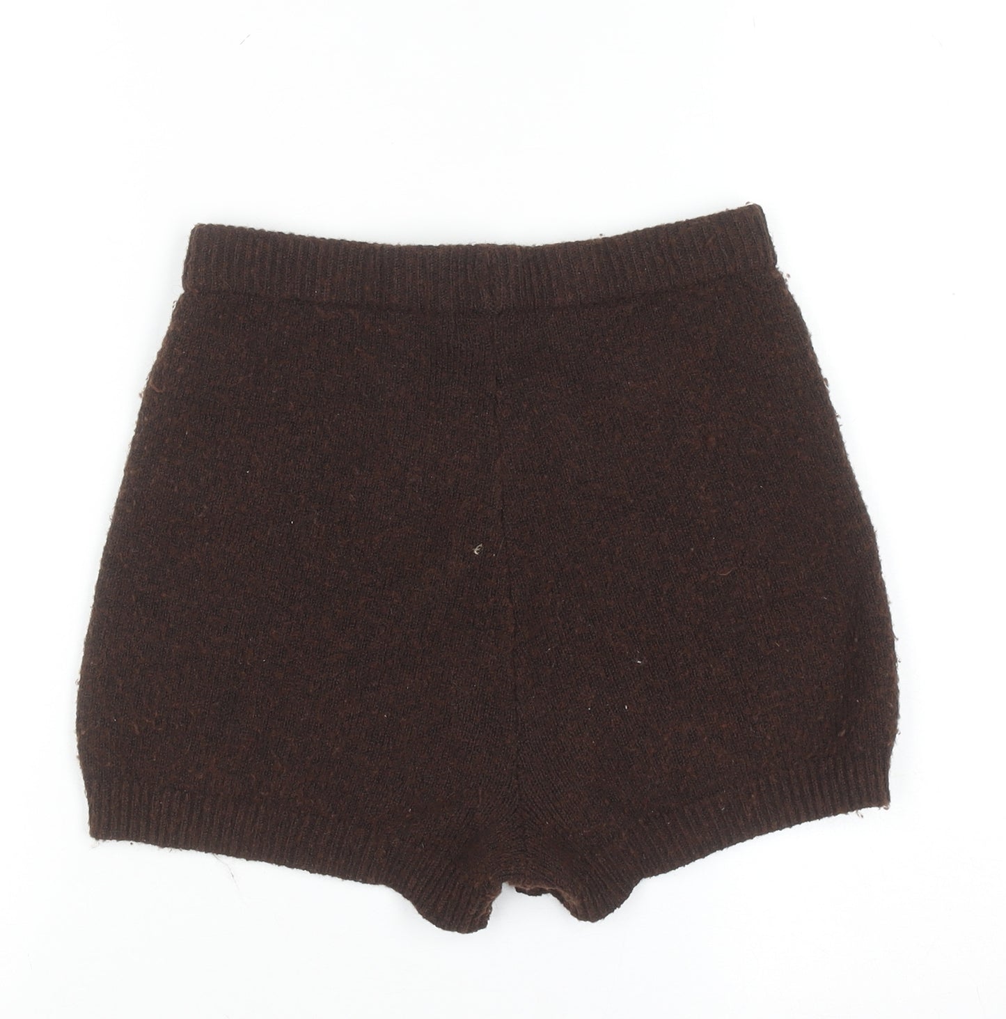 PrettyLittleThing Women's Brown Wool Blend Knit Hot Pants Shorts Size S