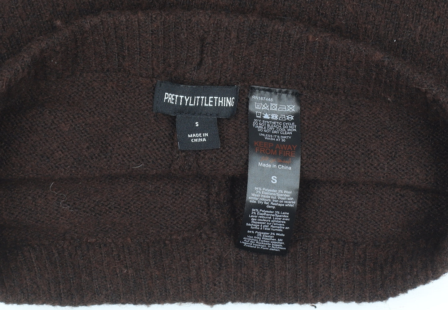 PrettyLittleThing Women's Brown Wool Blend Knit Hot Pants Shorts Size S