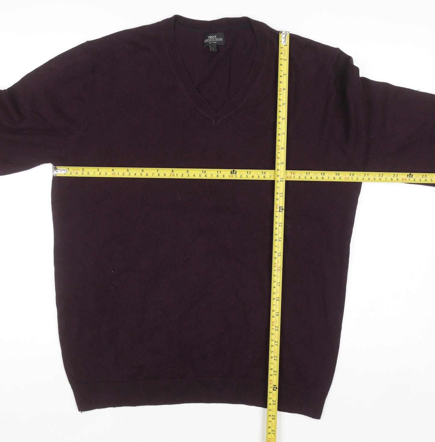 Next Men’s Purple Cotton V-Neck Jumper Size L