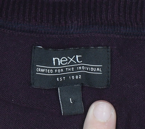 Next Men’s Purple Cotton V-Neck Jumper Size L