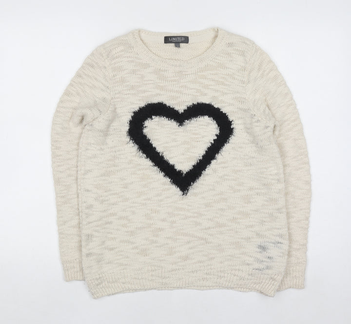 Marks and Spencer Women’s Ivory Heart Knit Jumper Size 10