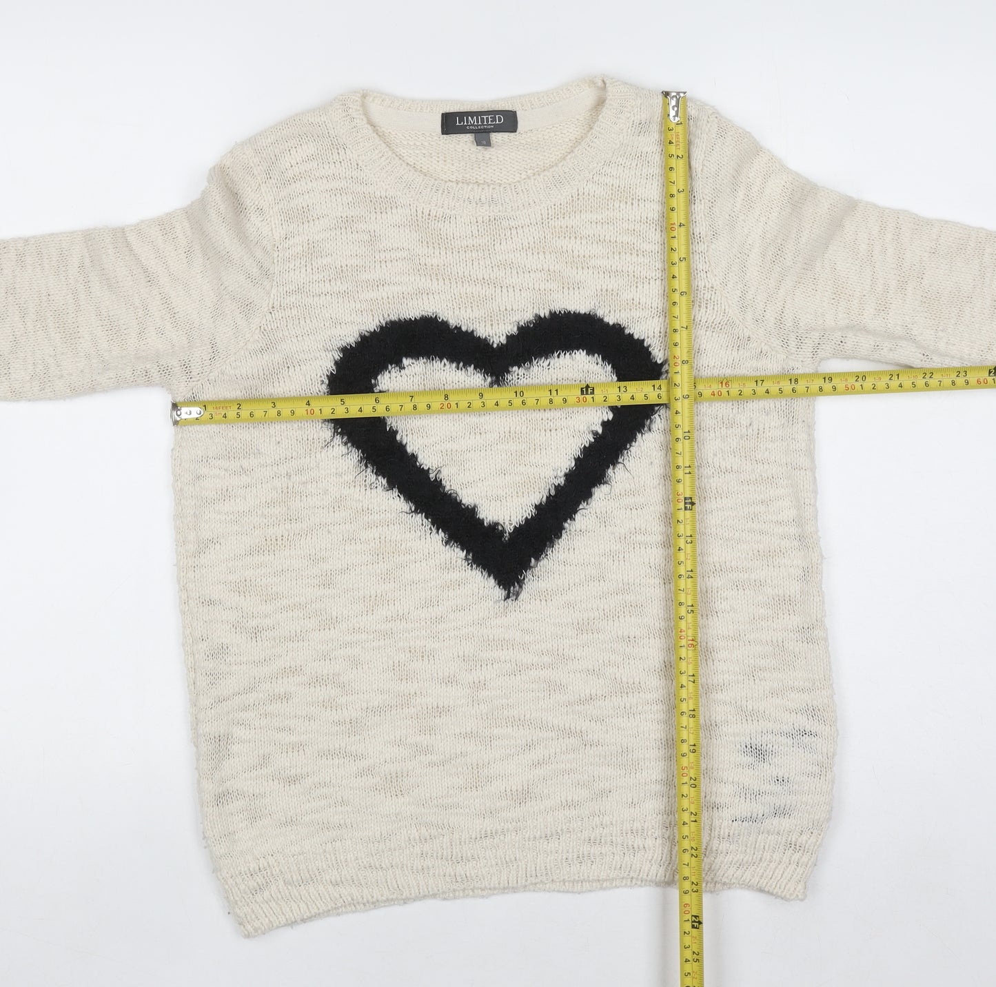 Marks and Spencer Women’s Ivory Heart Knit Jumper Size 10