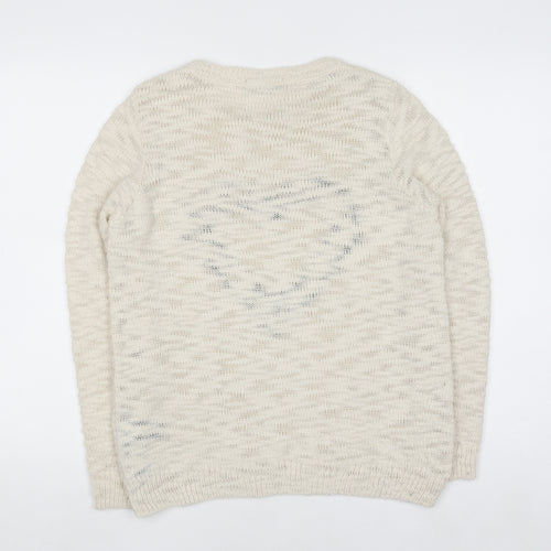 Marks and Spencer Women’s Ivory Heart Knit Jumper Size 10