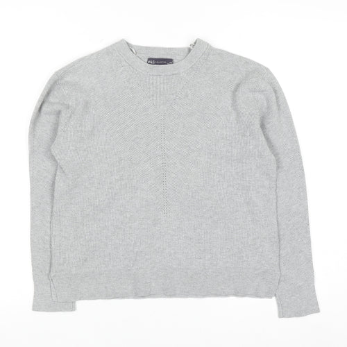 Marks and Spencer Women Grey Crew Neck Long Sleeve Pullover Jumper Size 10