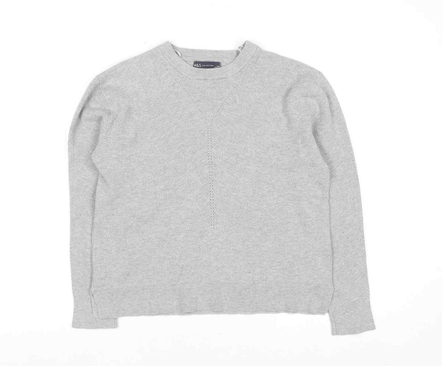 Marks and Spencer Women Grey Crew Neck Long Sleeve Pullover Jumper Size 10