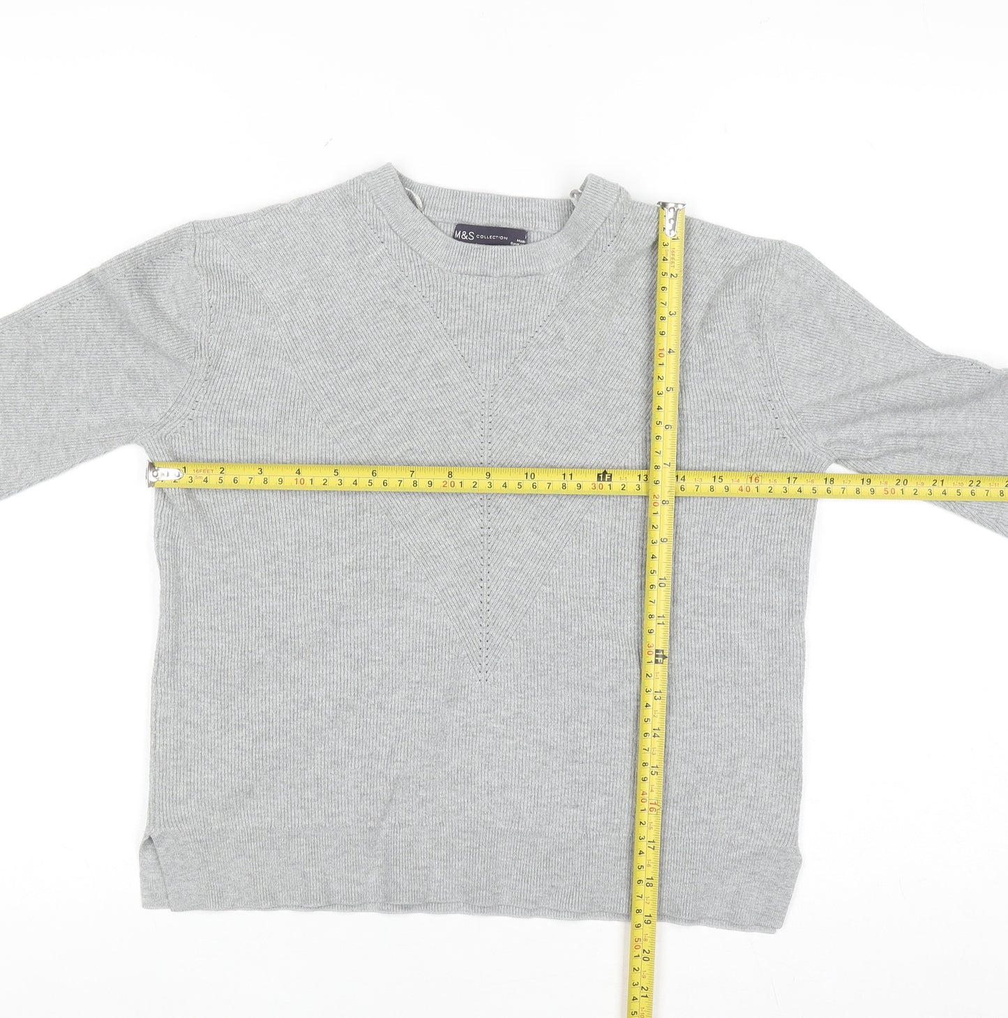 Marks and Spencer Women Grey Crew Neck Long Sleeve Pullover Jumper Size 10