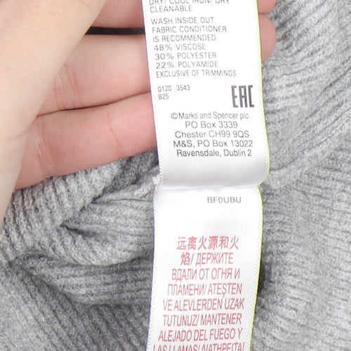 Marks and Spencer Women Grey Crew Neck Long Sleeve Pullover Jumper Size 10