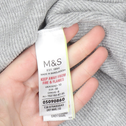 Marks and Spencer Women Grey Crew Neck Long Sleeve Pullover Jumper Size 10